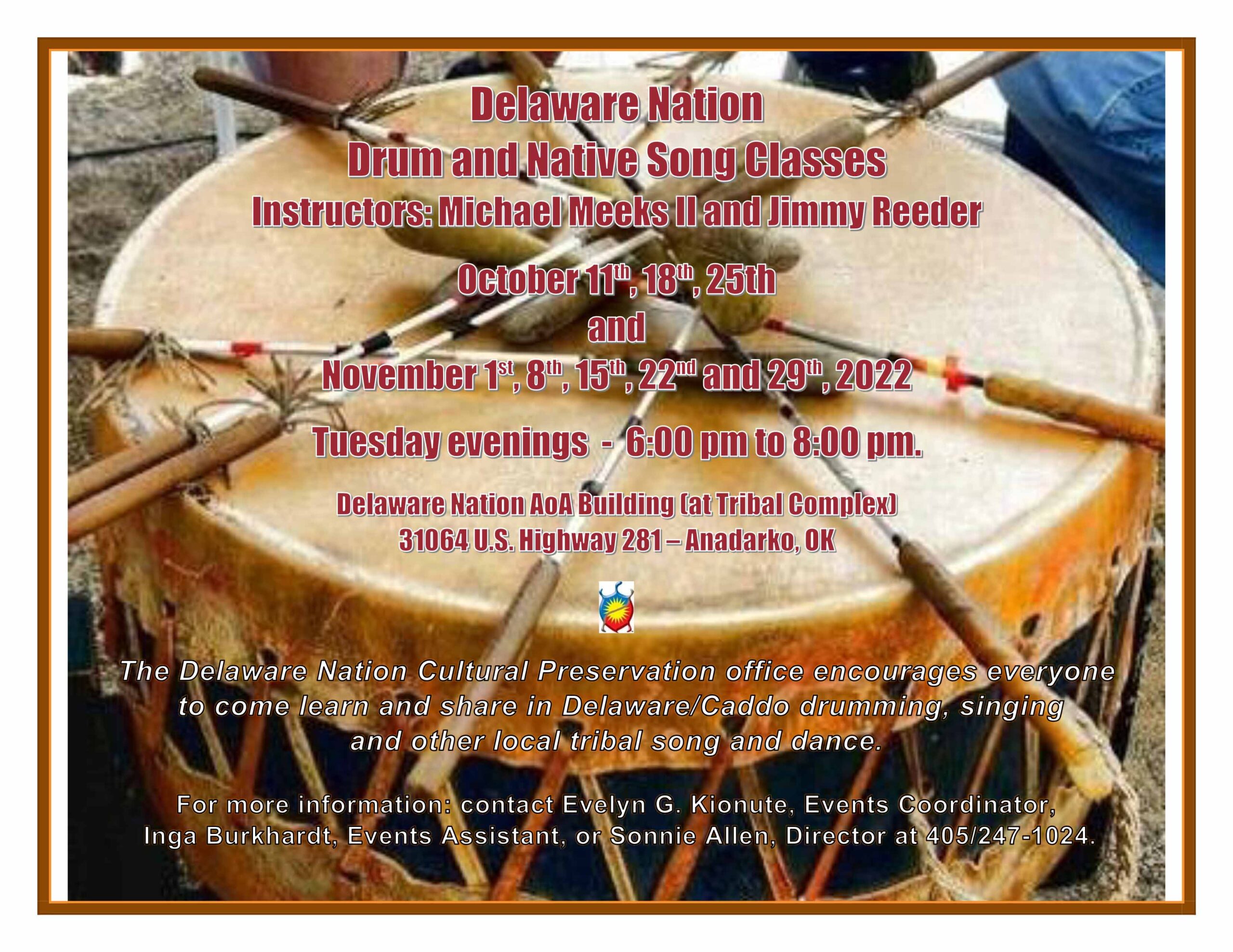 Delaware Nation Drum & Native Song Class **CANCELED**